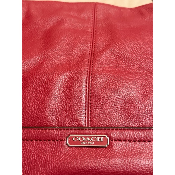 Coach Park Metro Carrier Tote Red Leather Shoulder Bag F23284 - Picture 5 of 7